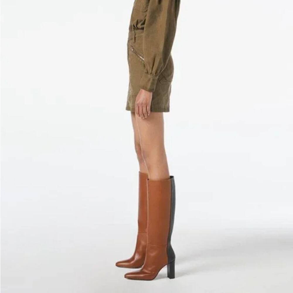 FRAME Le Catalina Colorblocked Boot (Size 40) in Whisky Multi